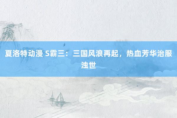 夏洛特动漫 S霸三：三国风浪再起，热血芳华治服浊世